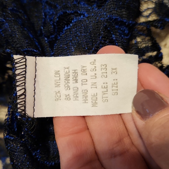 Sole Dione Studio Blue Flower Design Sheer Lace Look Overshirt Sz 3X - Picture 8 of 8